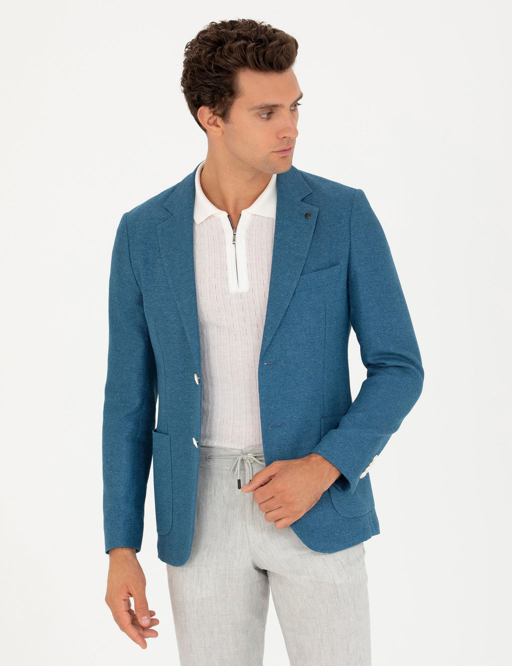 Бирюзовый пиджак узкого кроя - Cacharel фото 2