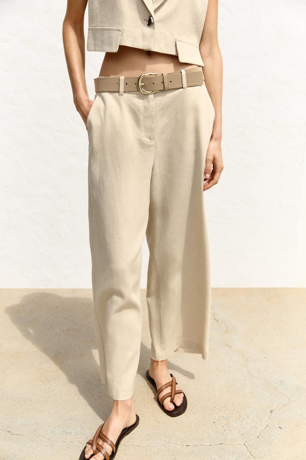 LINEN BLEND CULOTTES WITH BELT - Zara фото 2