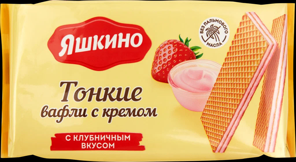 Яшкино, вафли тонкие с кремом с клубничным вкусом, 144 г  фото 3