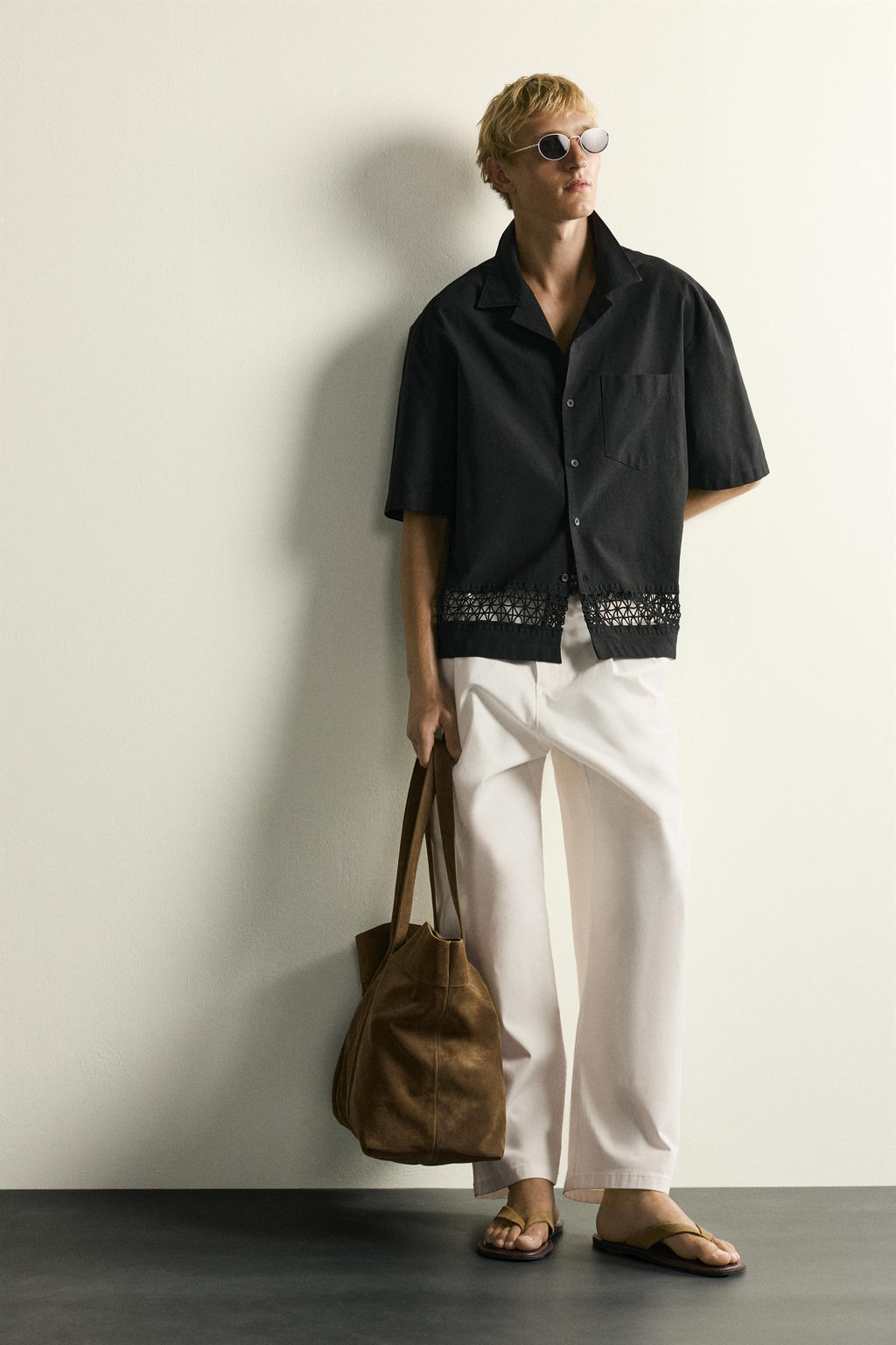 CAMISA RELAXED FIT CENEFA COMBINADA / Negro - Zara фото 5