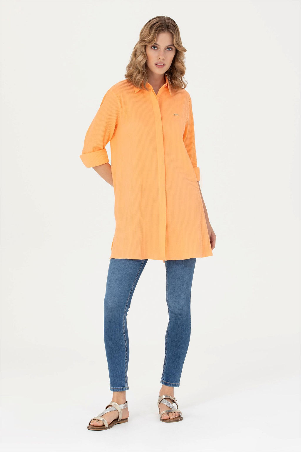 Женская рубашка лососевого цвета с длинным рукавом - U.s. polo assn фото 11