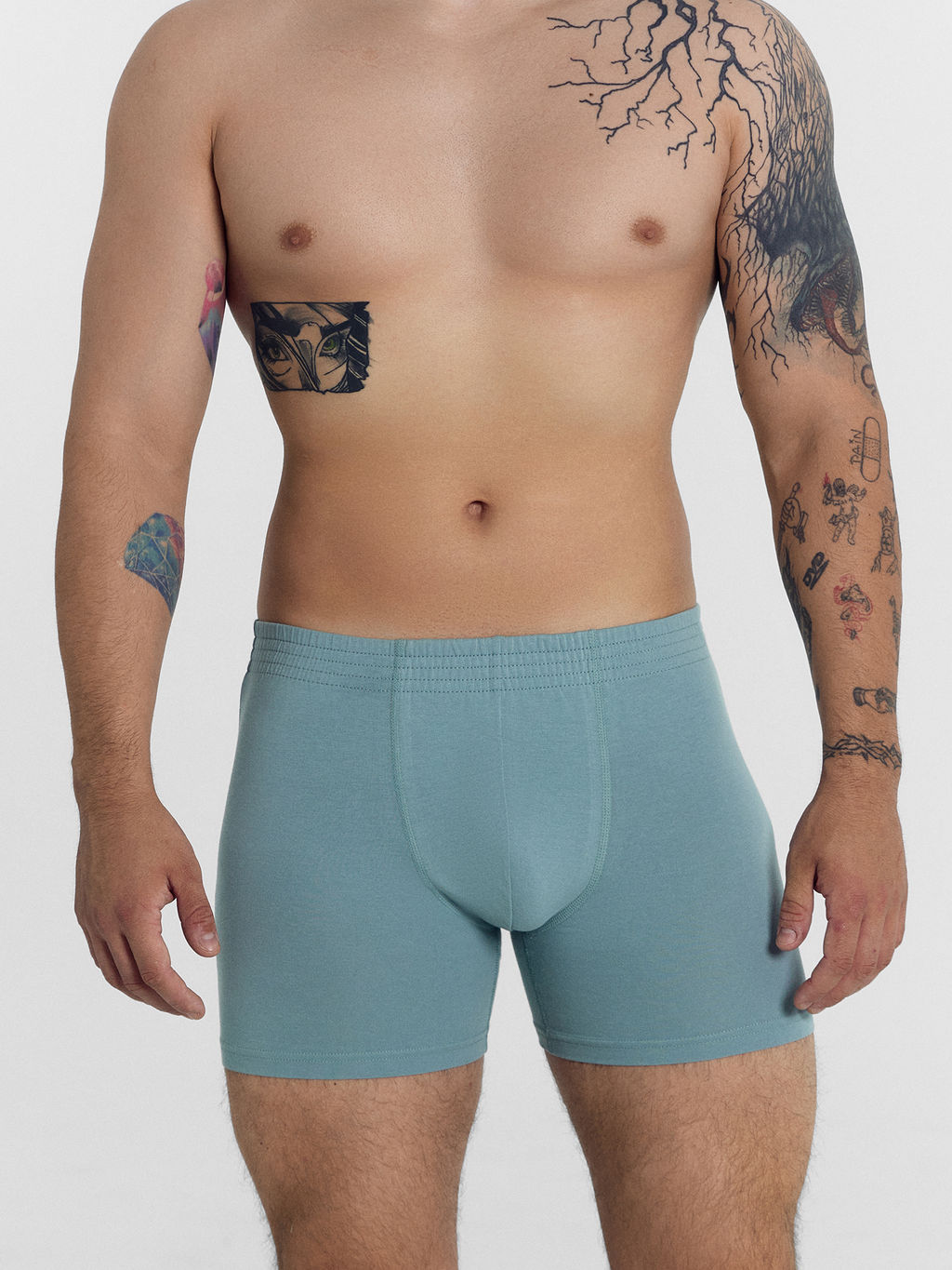 Цена за 2 штуки! Трусы мужские боксеры в синем оттенке сланец 411143