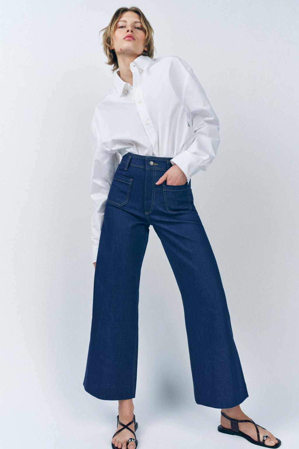 ZW COLLECTION HIGH-WAIST WIDE-LEG JEANS WITH POCKETS