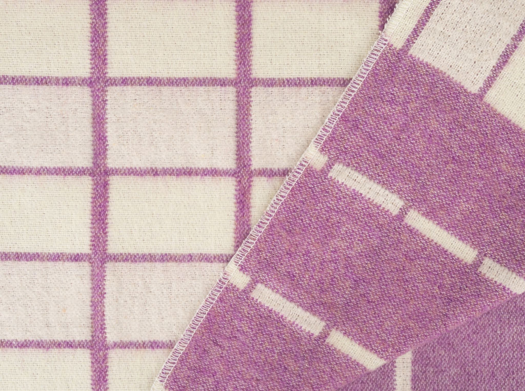 Одеяло байковое 80% 140*205 клетка цв. бел-фиолет (ВВТ)