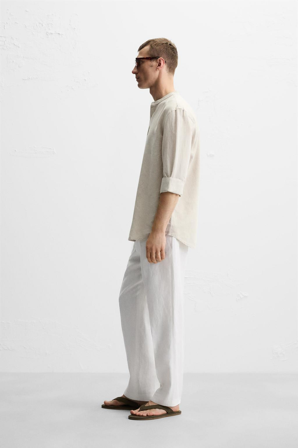 100% LINEN PLEATED TROUSERS - Zara фото 5
