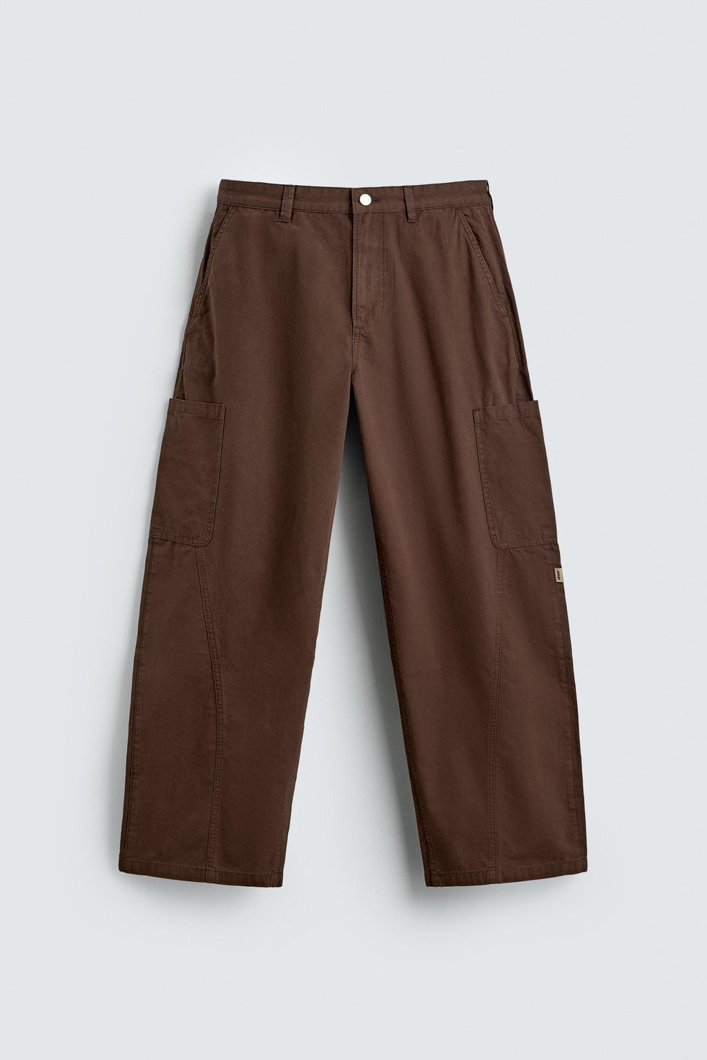 PANTALON CARGO BALLOON FIT COSTURAS / Marr?n - Zara фото 7
