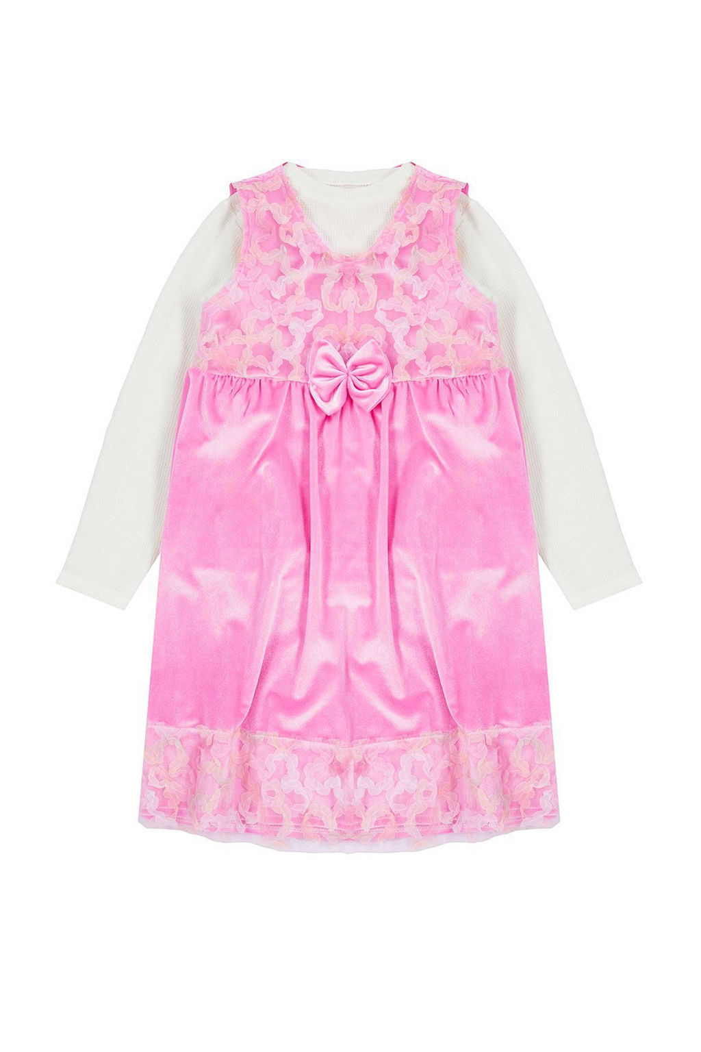 Fusya K?z Cocuk Kurdaleli Regular Bask?l? Pamuklu Orme Elbise TKDAW25EL00002 - Trendyolmilla фото 5