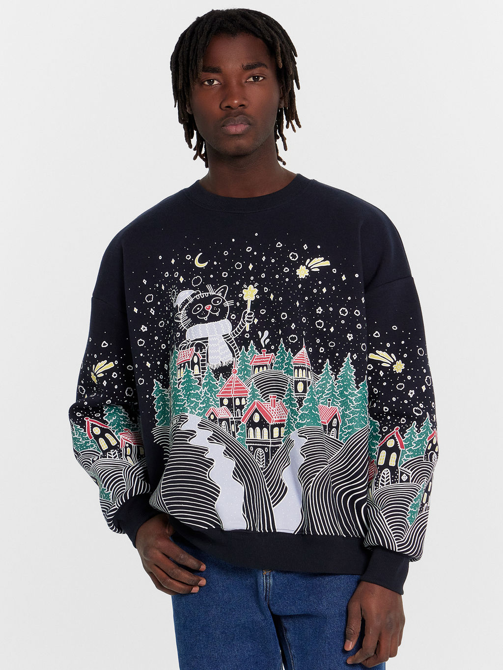 Свитшот мужской синий с новогодним принтом - Mark formelle фото 3