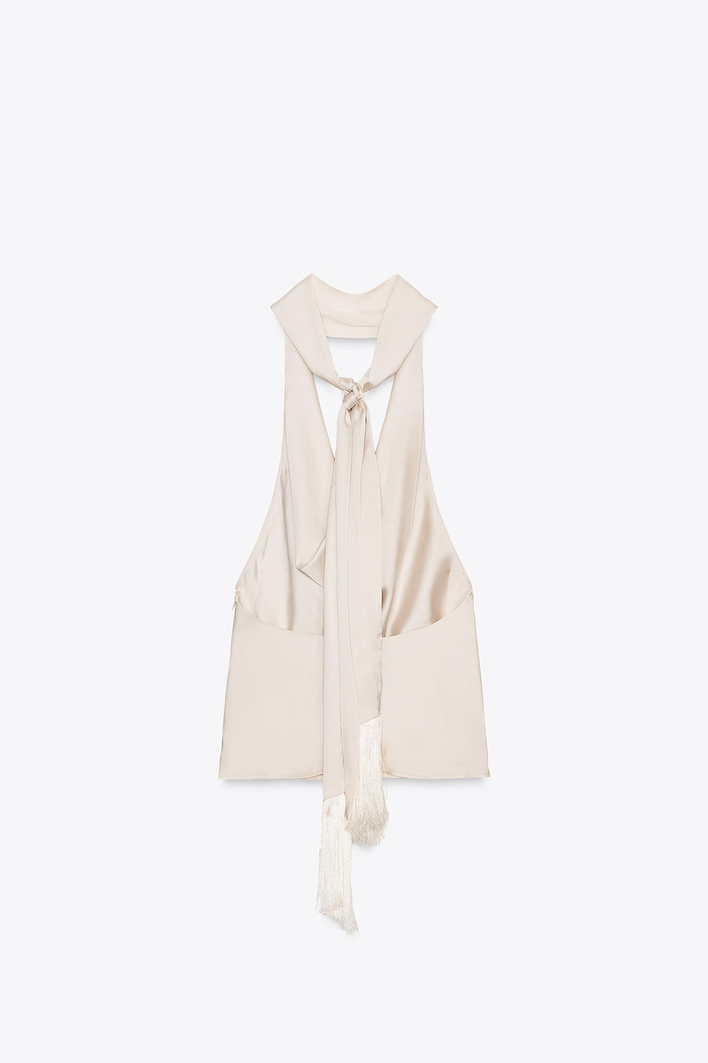 FRINGED SATIN HALTER TOP - Zara фото 6