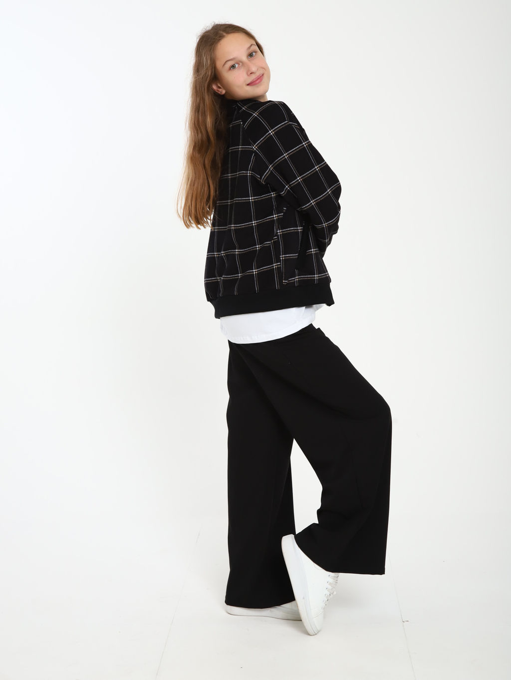 Толстовка бомбер Колледж черная клетка Ладошки  фото 21
