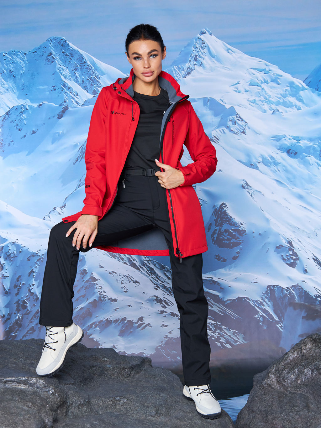 Женская парка виндстопер софтшелл на флисе Azimuth Стихия Неба 124/22956_703 Красный  фото 16