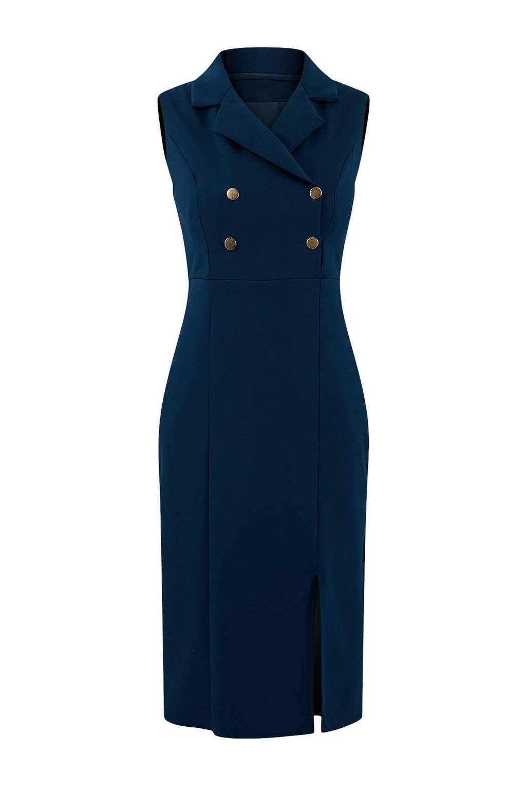 Petrol Vucudu Saran Ceket Yaka Midi Dokuma Elbise TWOSS23EL02256