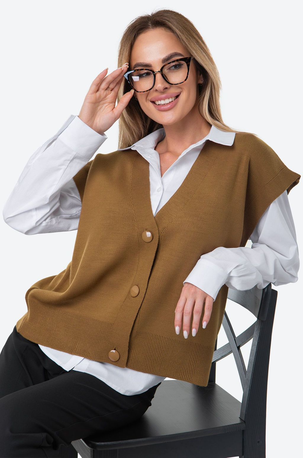 Женский вязаный жилет Happyfox