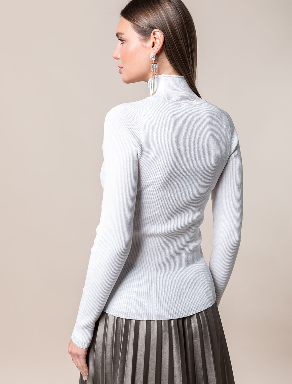 VILATTE / Свитер из вискозы в рубчик с мягким люрексом  фото 6