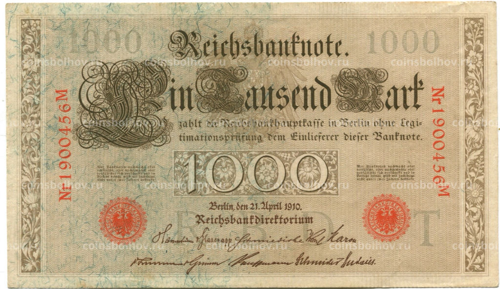1000 марок 1910 года Германия