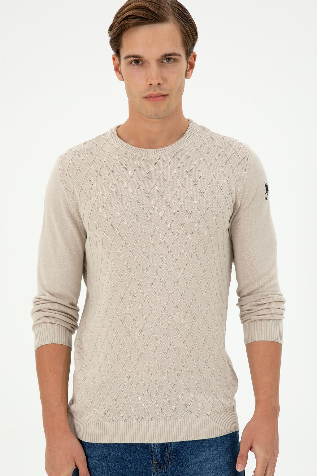 Erkek Slim Fit Bisiklet Yaka Ta_ Kazak - U.s. polo assn фото 3