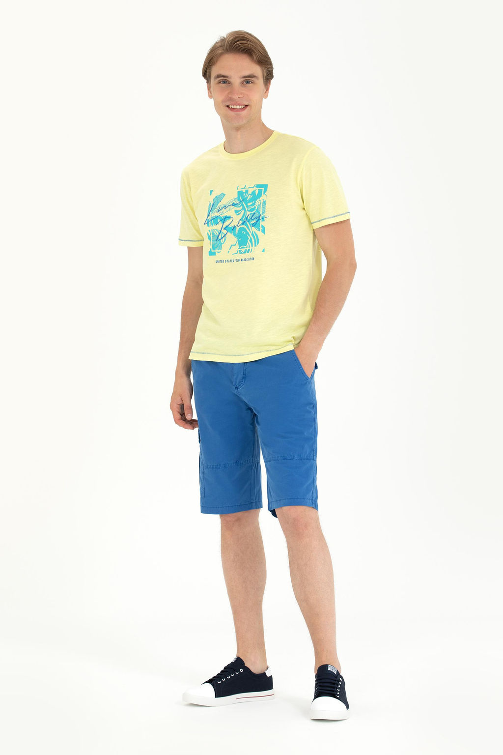 Мужская светло-желтая футболка с круглым вырезом - U.s. polo assn фото 4