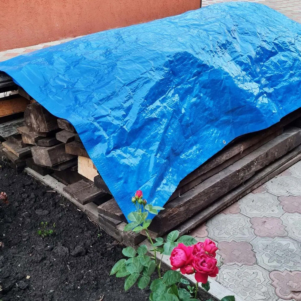 Тент 2х3м из полипропилена 75г/м2, водонепроницаемый, на люверсах, синий (Россия)