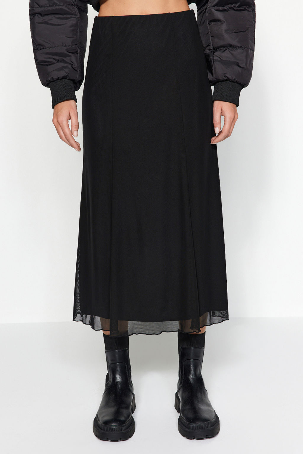 TRENDYOLMILLA Siyah Astarl? Tul Maxi Orme Etek TWOAW24ET00130 фото 4