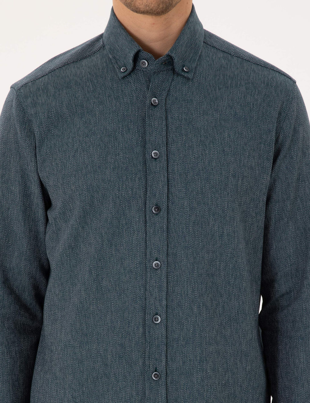 Ye_il Regular Fit Uzun Kollu Oxford G_mlek