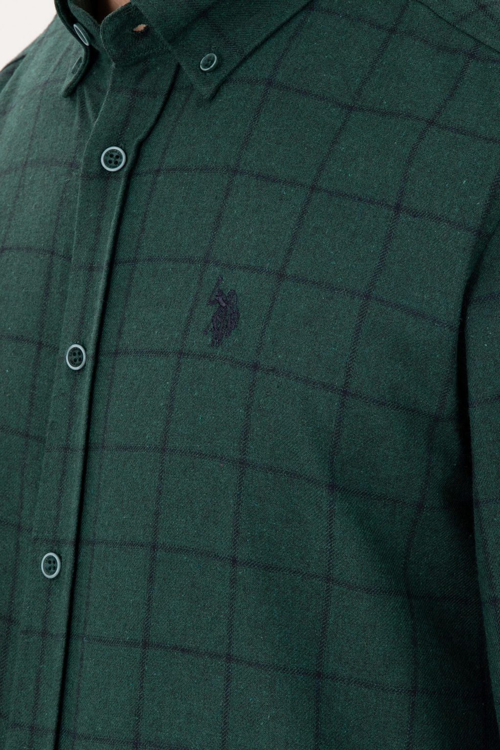 Мужская темно-зеленая рубашка с длинным рукавом - U.s. polo assn фото 7