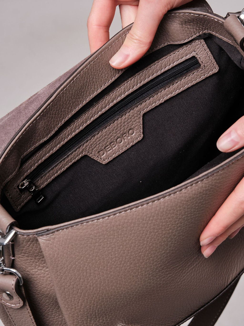 Сумка кожаная сэтчел Deboro 30923 тауп