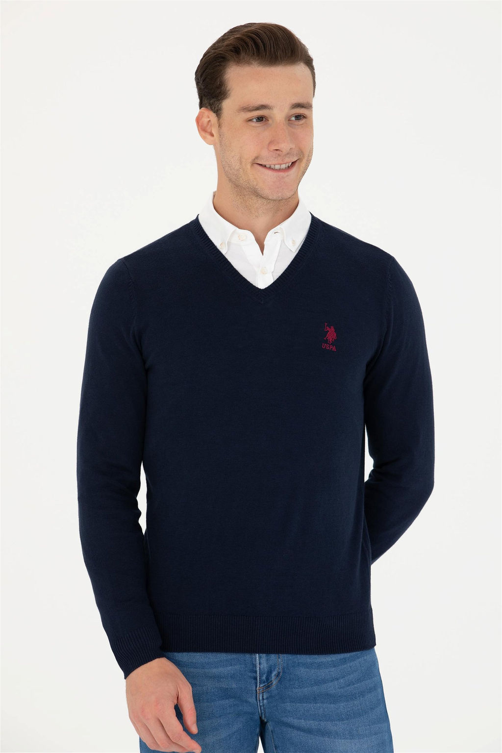 Свитер мужской U. S. Polo Assn базовый темно-синий из хлопка - U.s. polo assn фото 12