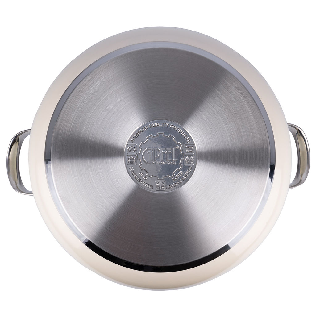 52292 GIPFEL Кастрюля NOVELLA 6,0 л / 24х13,5 см со стеклянной крышкой, с индукционным капсульным дном. Материал: нержавеющая сталь 18/10. Толщина: 0,8мм. Цвет: бежевый  фото 8