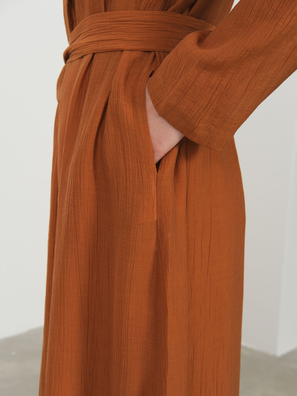 Жакет-кимоно длинный из лиоцелла 42211311 терракот