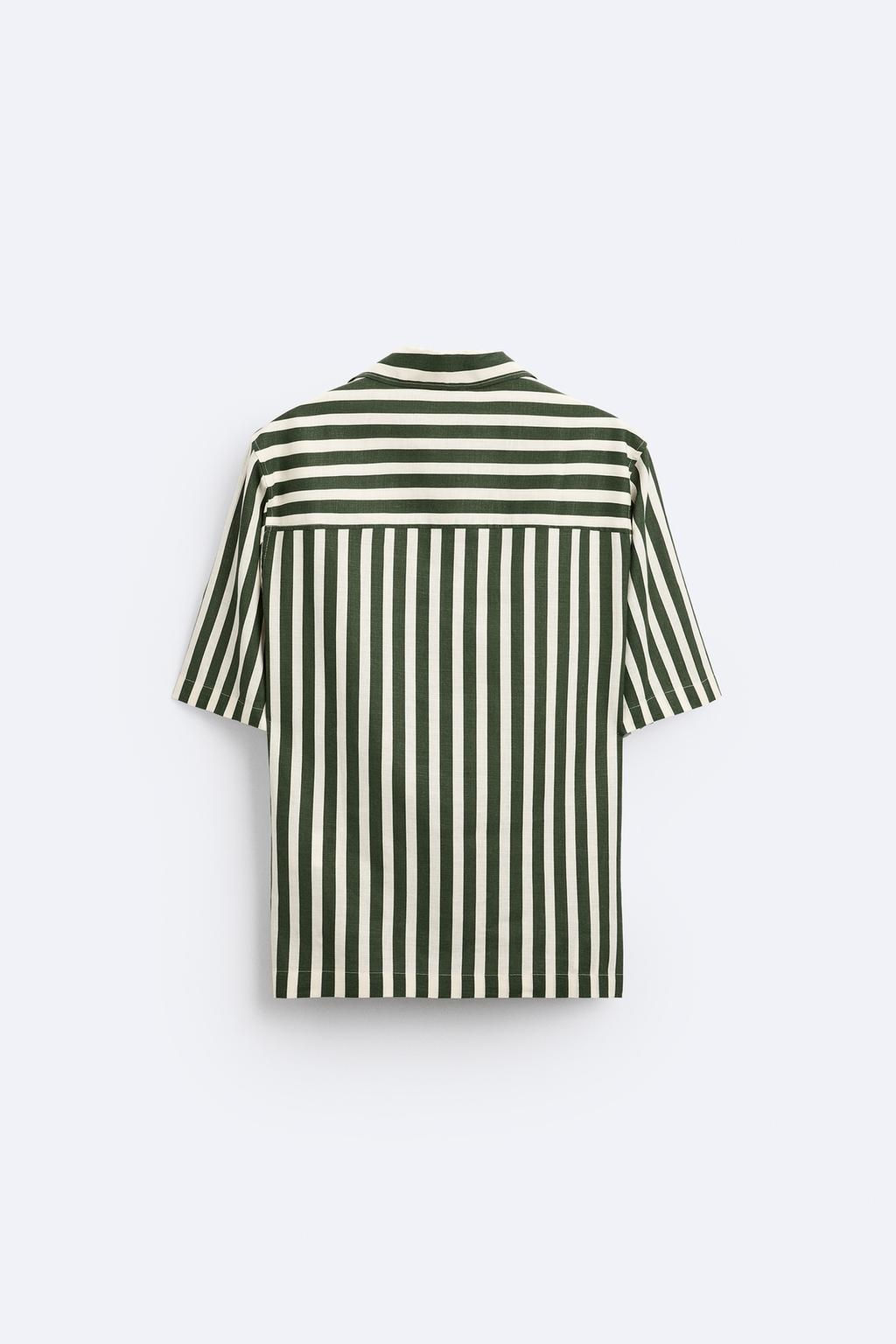 STRIPED VISCOSE/LINEN BLEND SHIRT - Zara фото 7