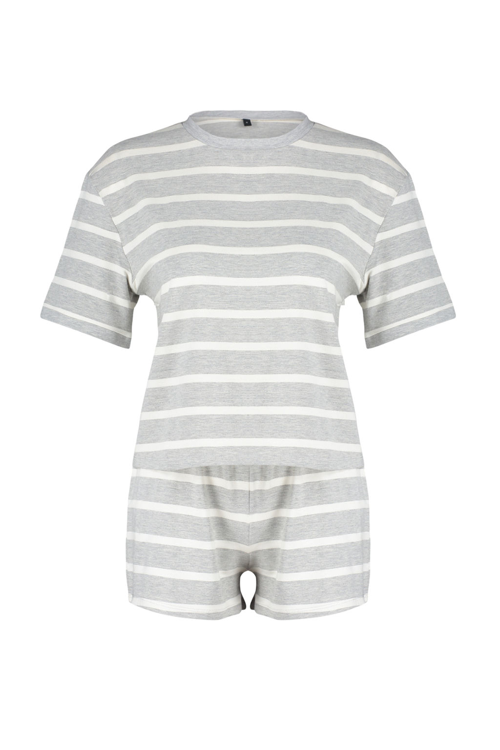 Trendyolmilla Gri Cizgili Simli Sortlu Orme Pijama Tak?m? THMSS24PT00061 фото 8