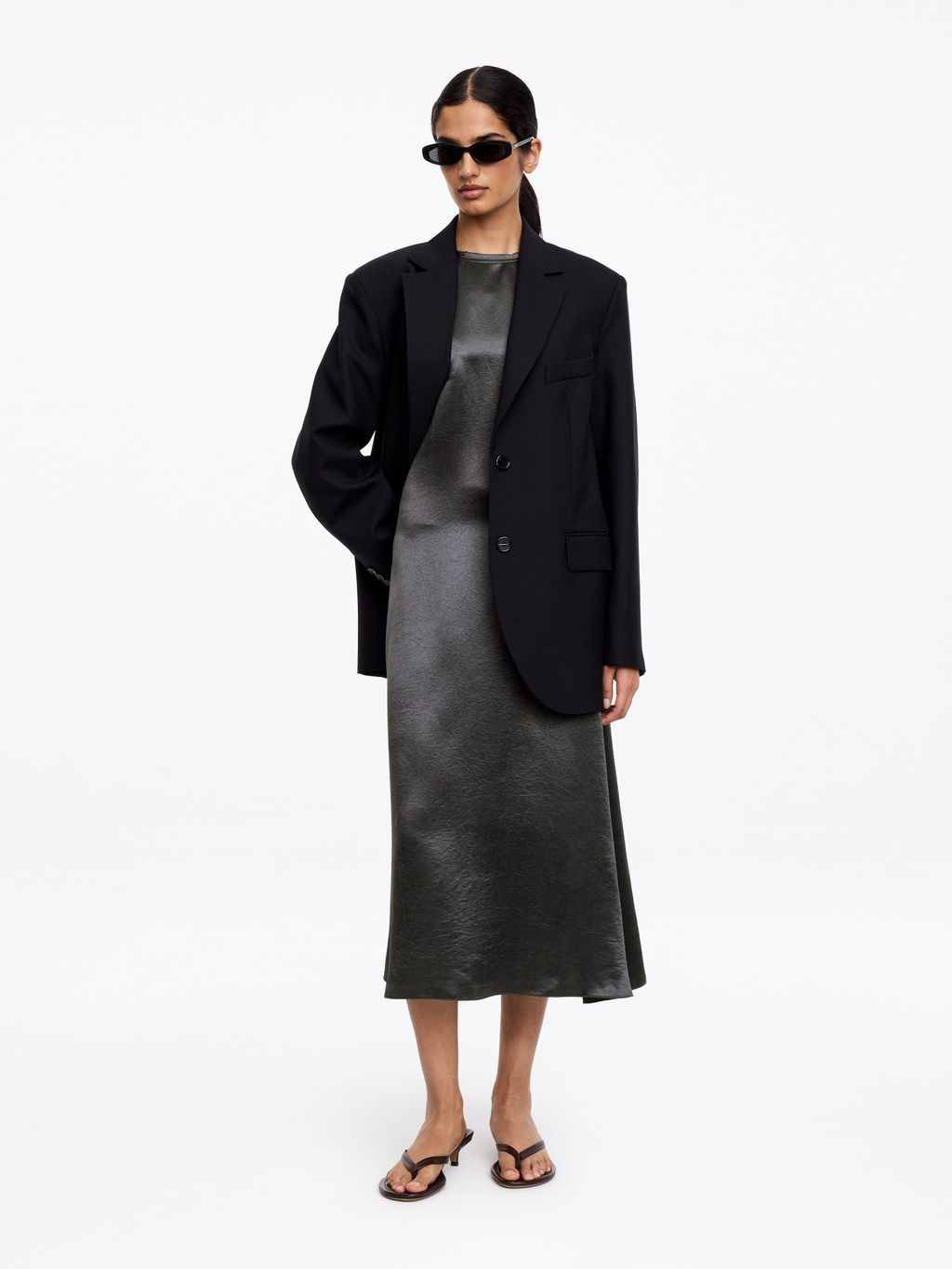 Vestido midi de sat?n aplastado - H&m фото 6