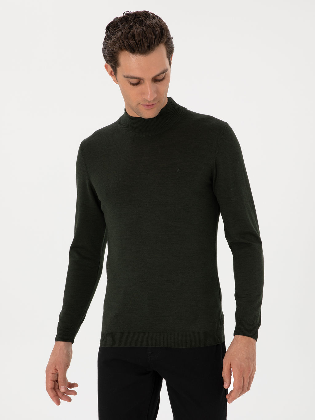 Haki Slim Fit Basic Kazak