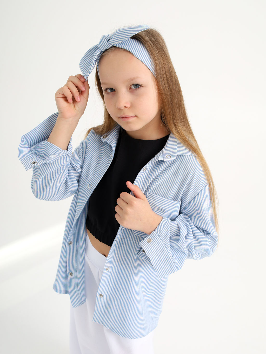 Рубашка-хенли Лен, голубой меланж - Inzibe фото 39