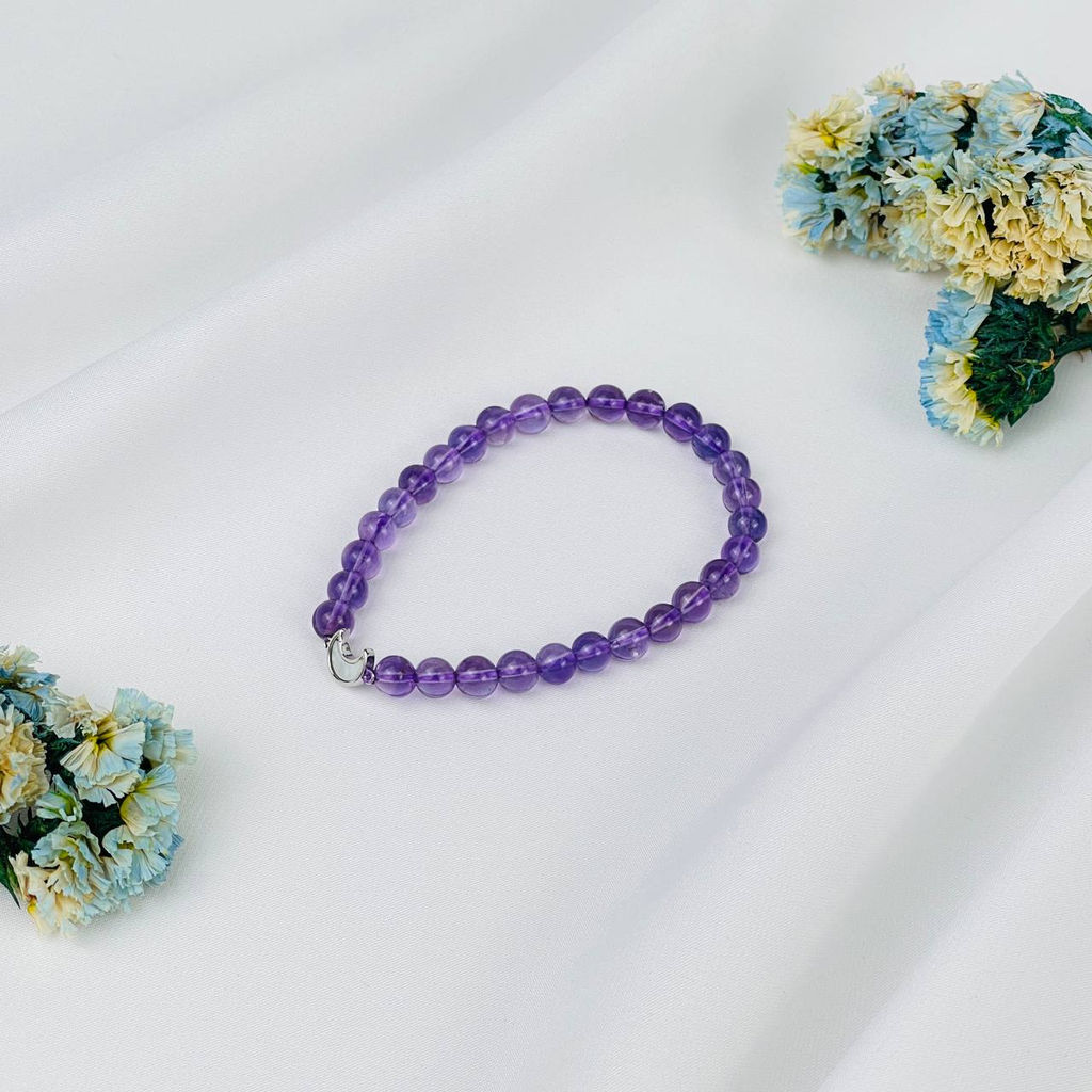 Брасслет из Аметиста с перламутровой вставкой месяц - Радуга самоцветов фото 2