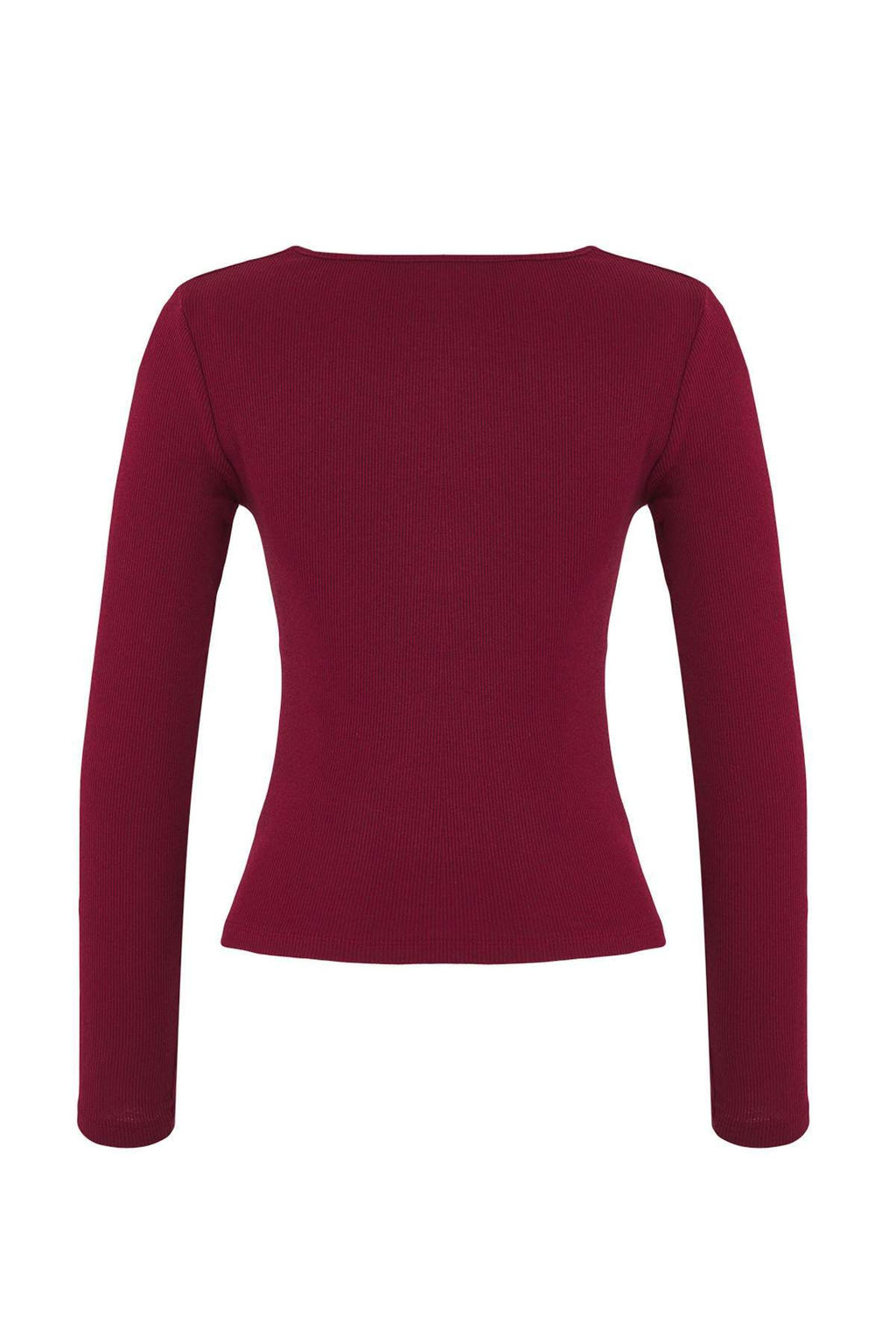 Siyah Duz Kalp Yaka Bodycone/Vucuda Oturan Crop Fitilli Esnek Orme Bluz TWOAW26BZ00069 - Trendyolmilla фото 10