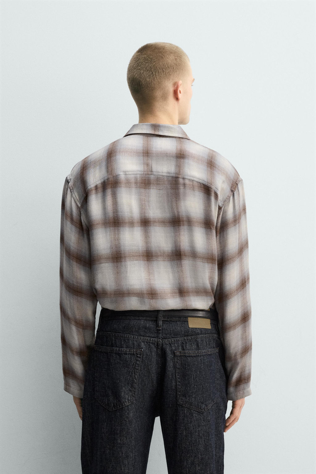 Рубашка CAMISA CUADROS BOLSILLO серый молочный
