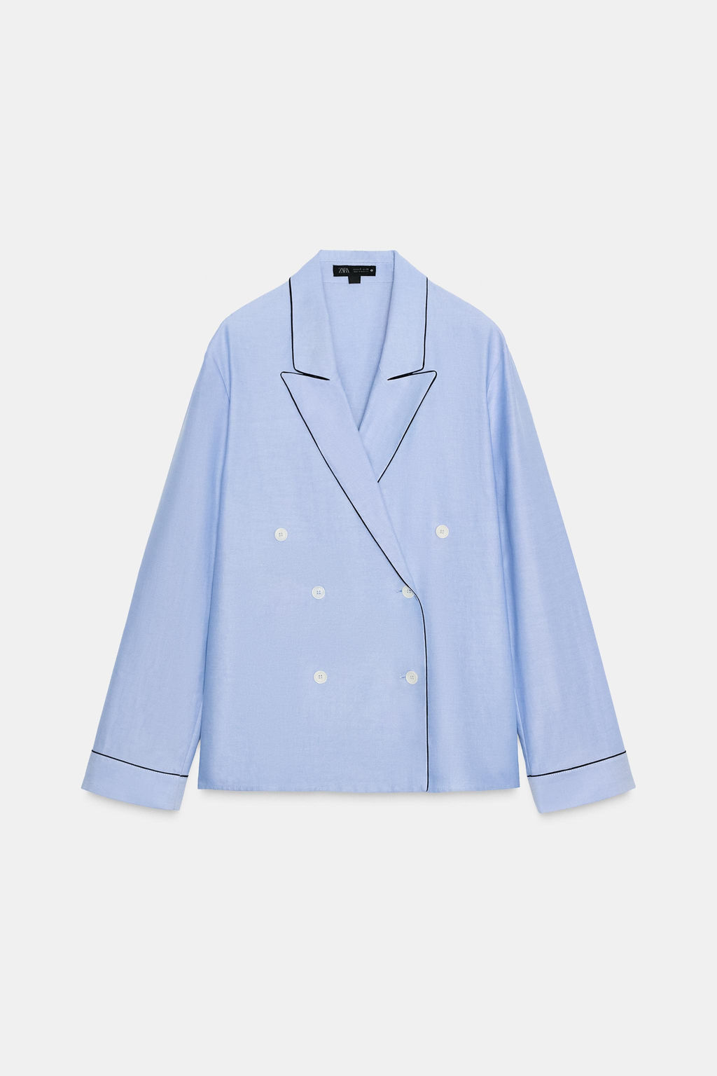 ZW COLLECTION CONTRAST PIPING WRAP SHIRT - Zara фото 7