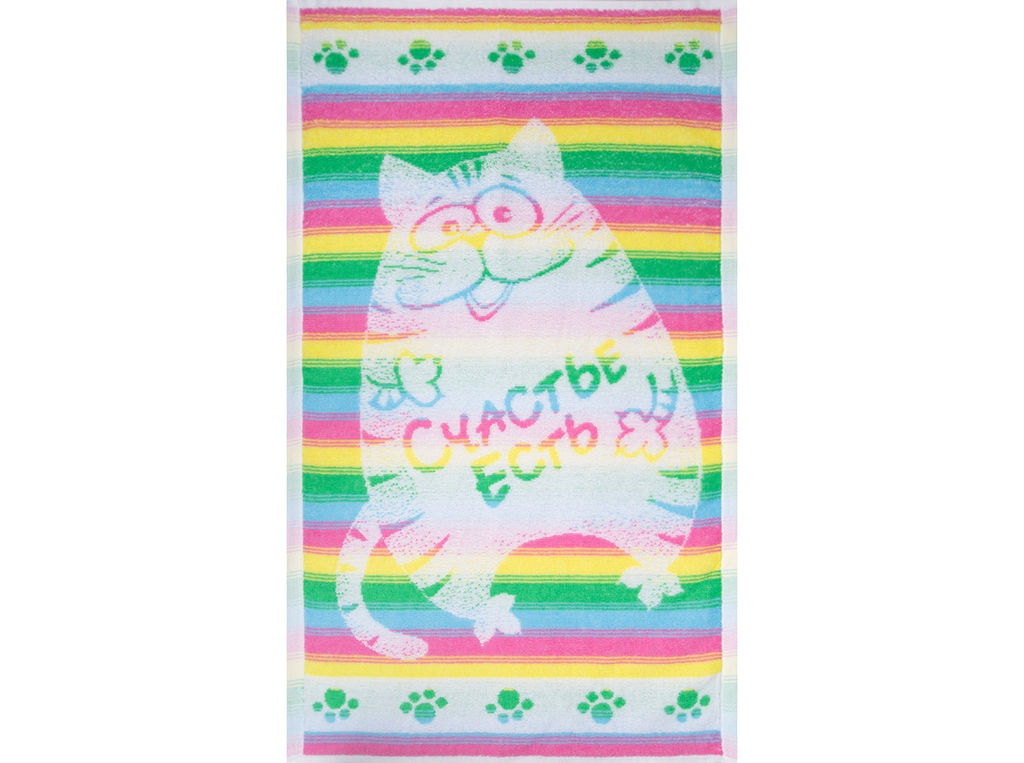 Полотенце махровое 6с104.411ж1 Счастье есть(св.радужка) 67х40см