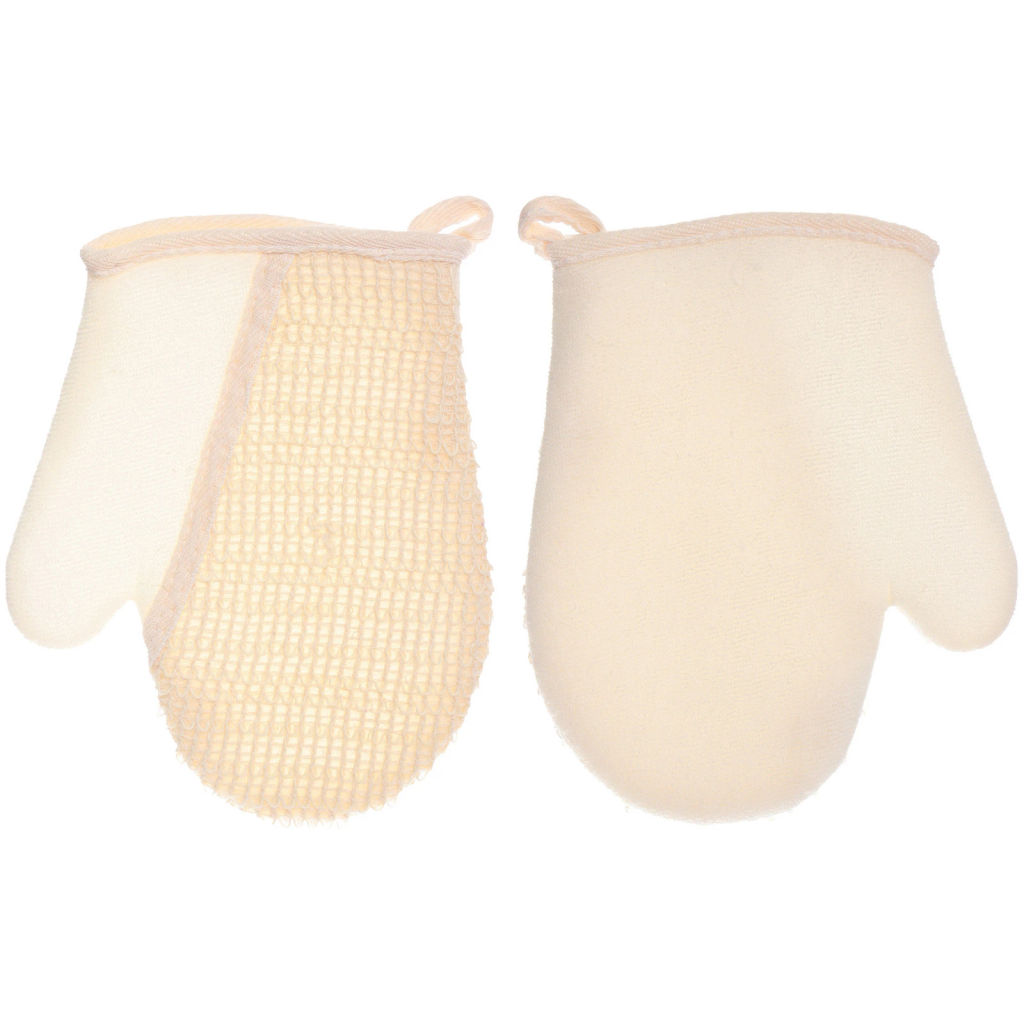 Цена за 3 шт. Мочалка - варежка массажная "SANTA MONIKA - SENDU", цвет белый, 18*22см (ZIP пакет)