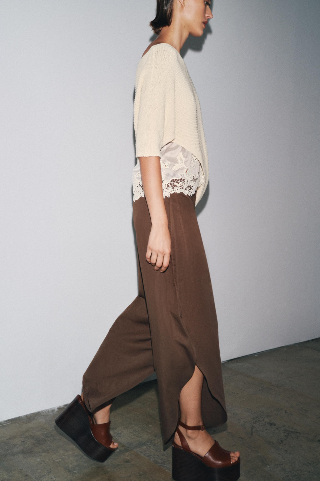 ASYMMETRIC COMBINED KNIT TOP - Zara фото 6