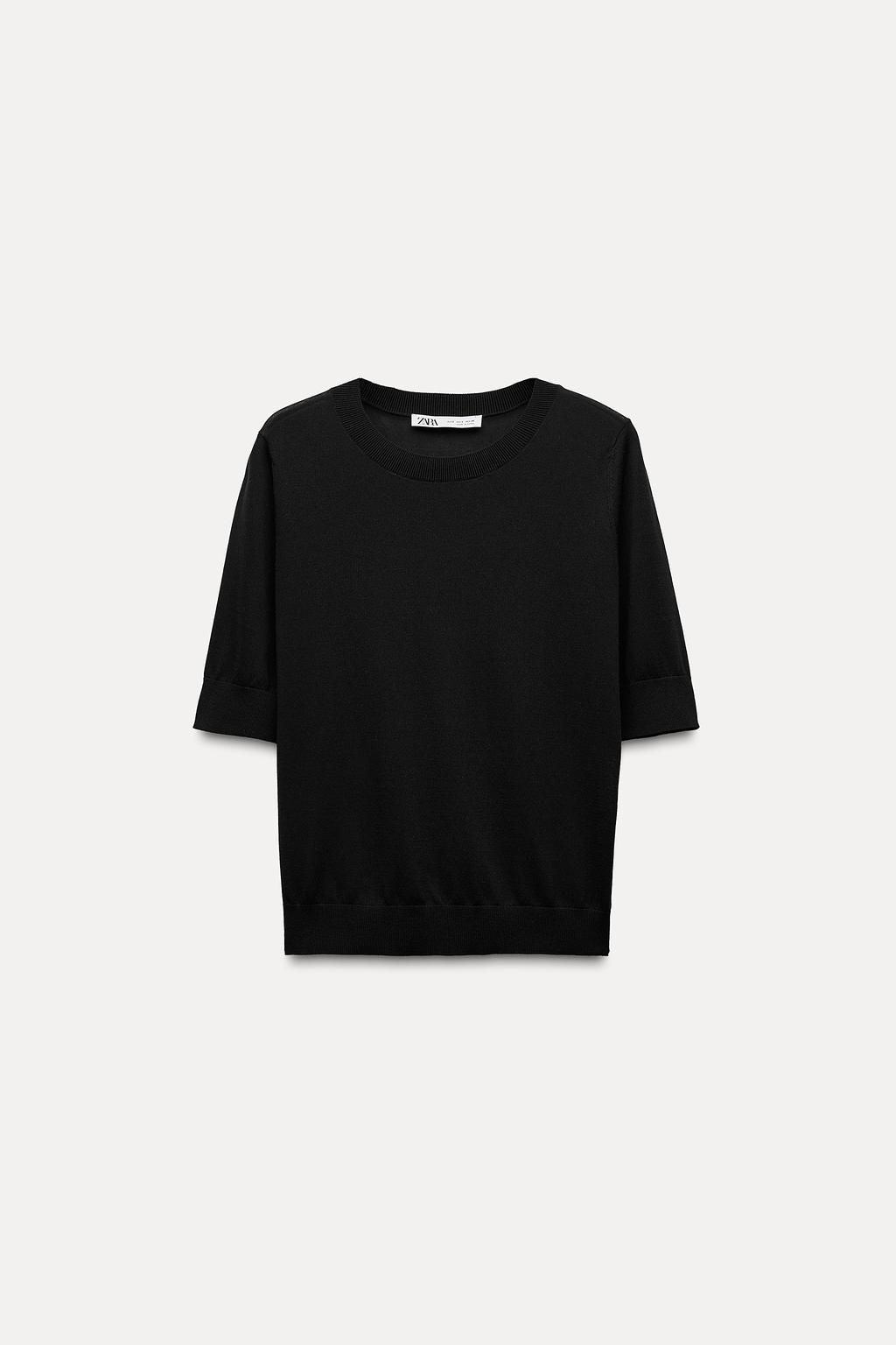 BASIC PLAIN KNIT SHORT SLEEVE TOP - Zara фото 4