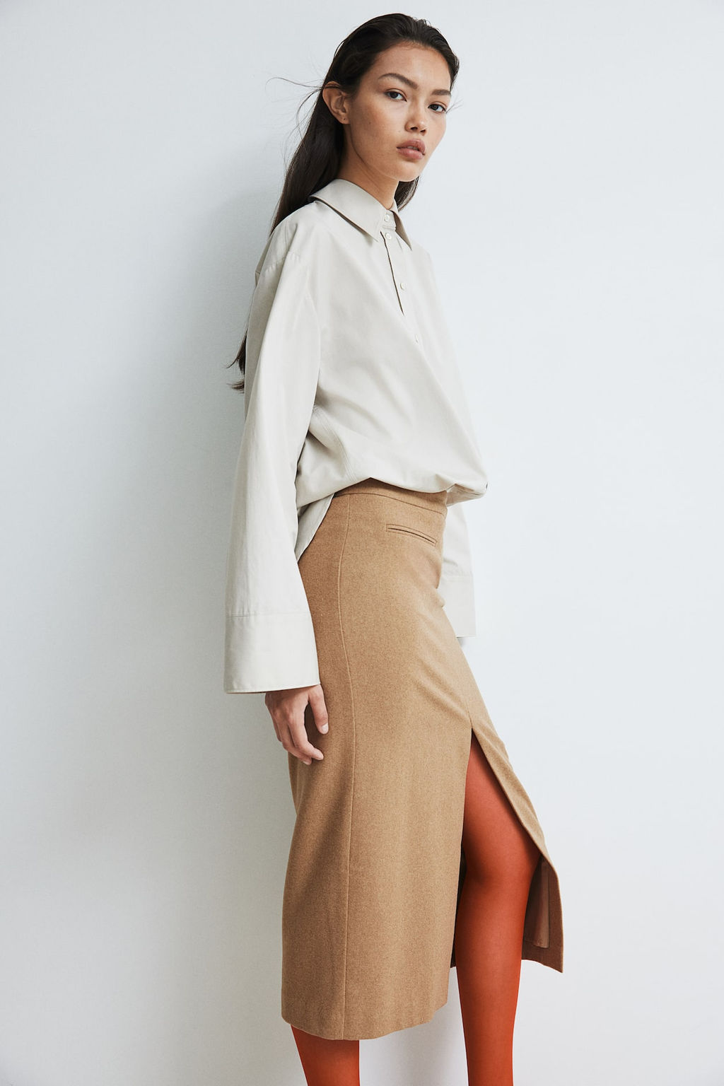 Falda de tubo en mezcla de lana - H&m фото 3