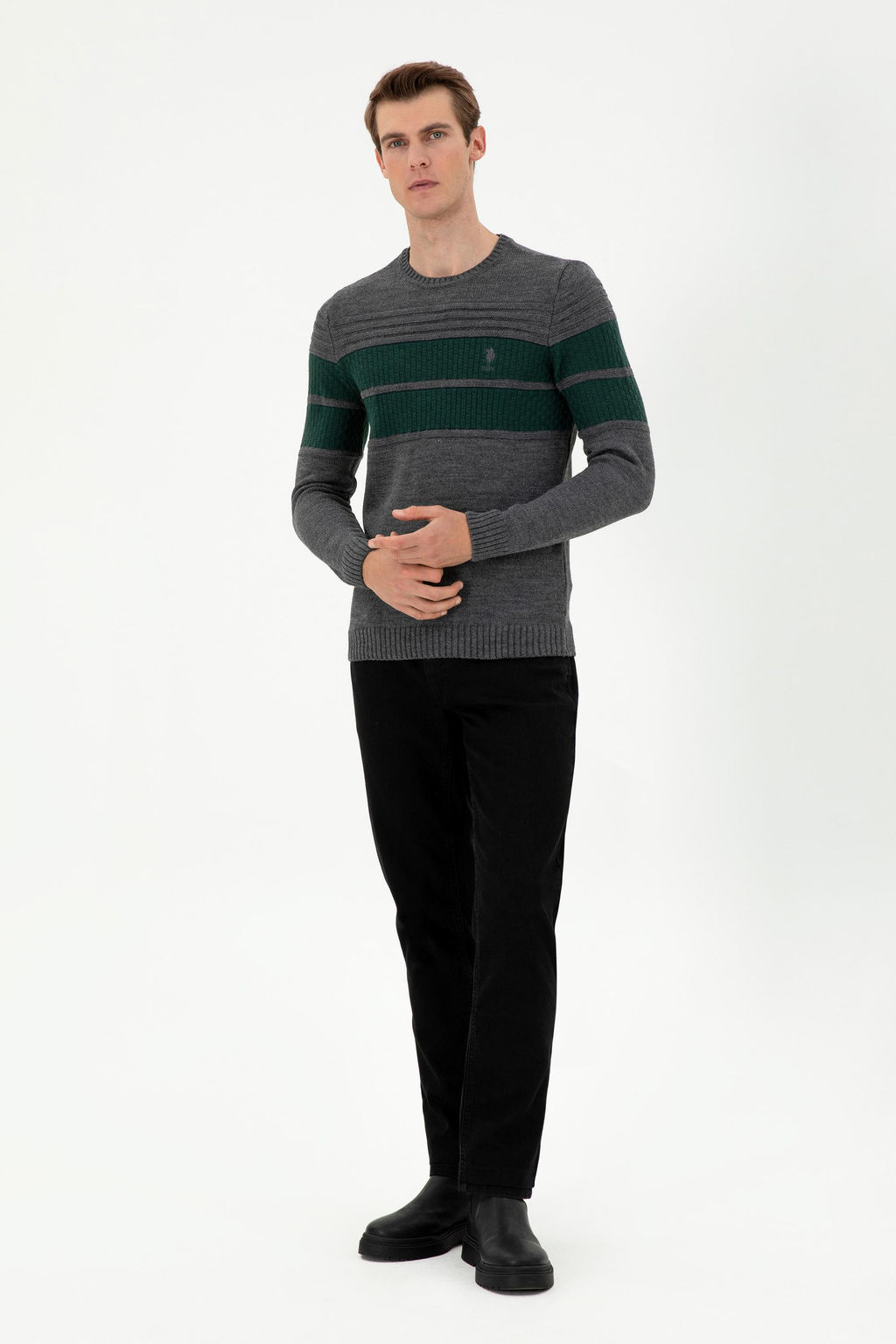 Мужской свитер антрацитового меланжа Неожиданная скидка в корзине - U.s. polo assn фото 4