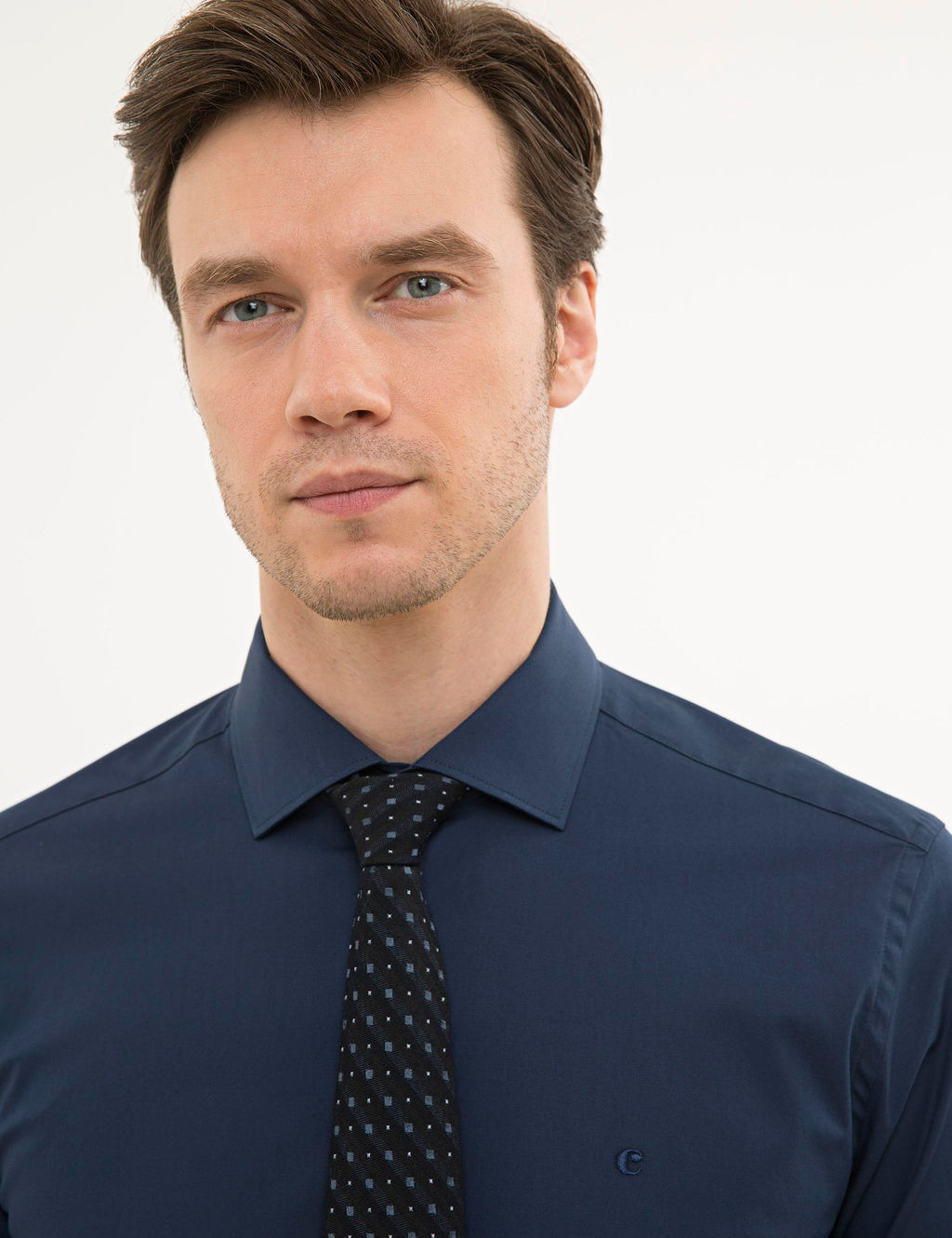 Lacivert Slim Fit Uzun Kollu Basic G_mlek