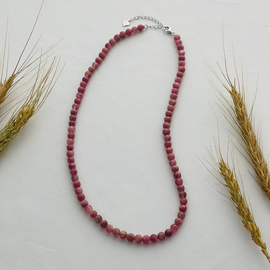 Бусы из розового Турмалина