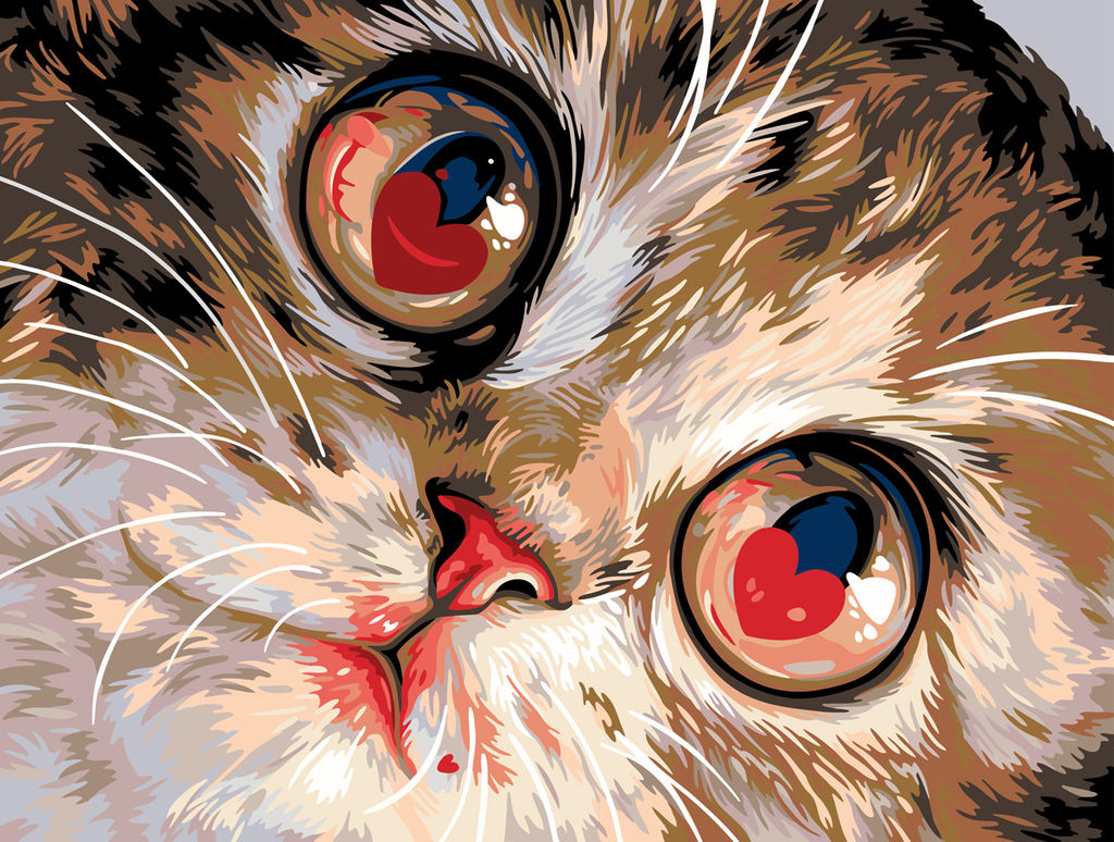 ФРЕЯ PNB/PMC-308 Набор для раскрашивания по номерам ( цветной холст ) 40 х 30 см Влюбленные глазки