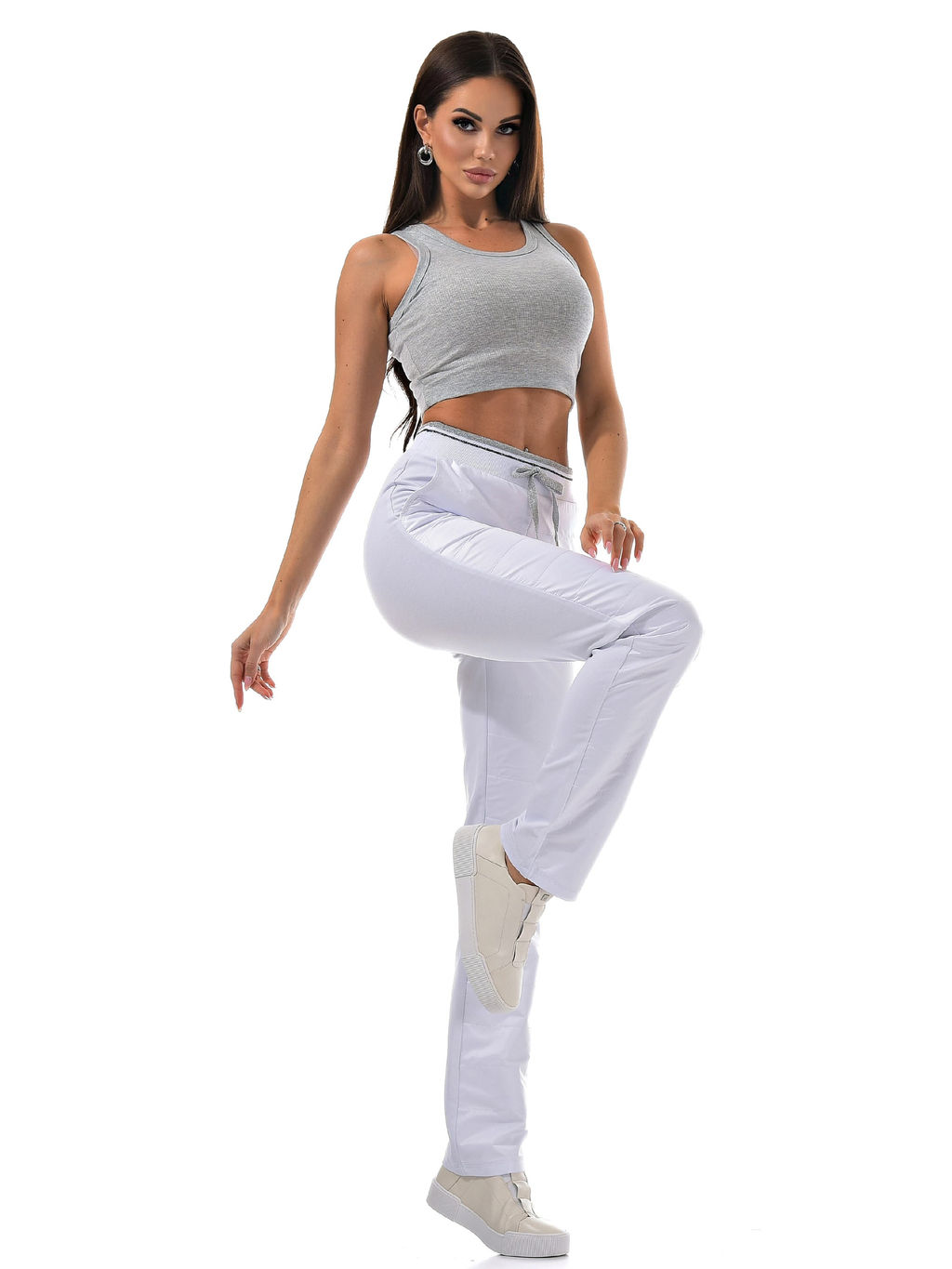 Хлопковй топ майка в рубчик