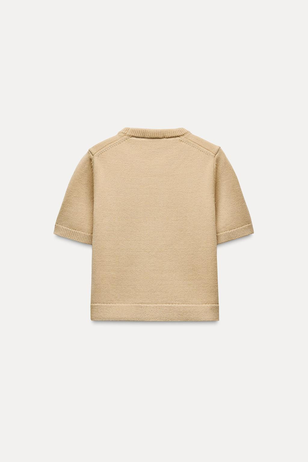 BASIC PLAIN KNIT SHORT SLEEVE TOP - Zara фото 8