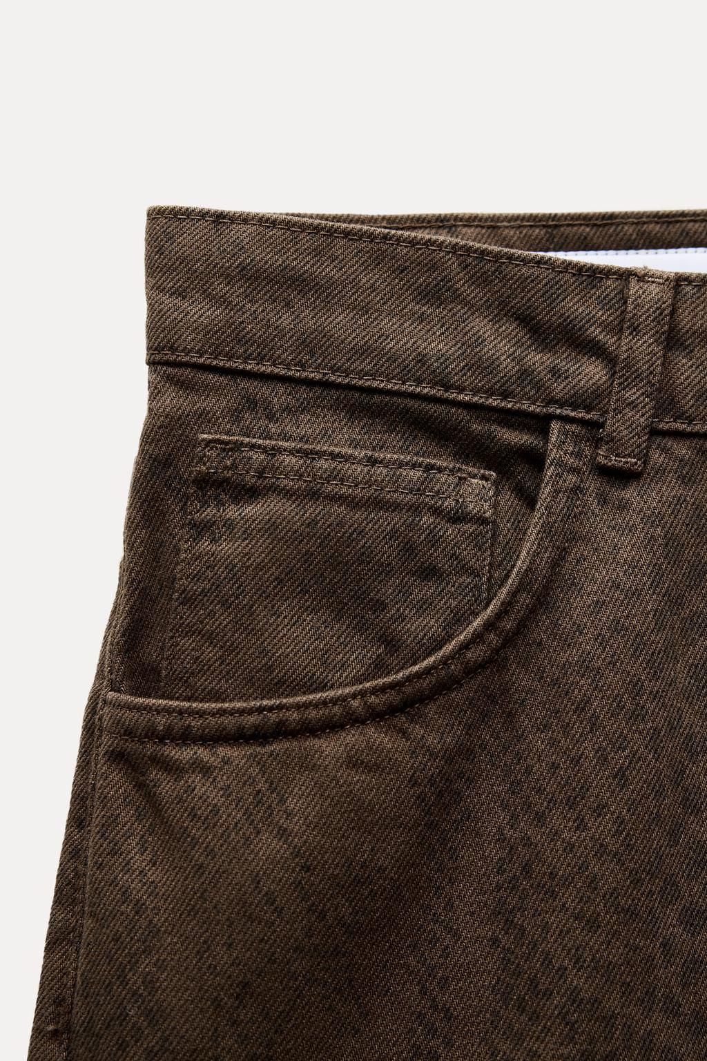 RELAXED OVERSIZE TAPERED ANIMAL PRINT HIGH-WAIST TRF JEANS - Zara фото 9
